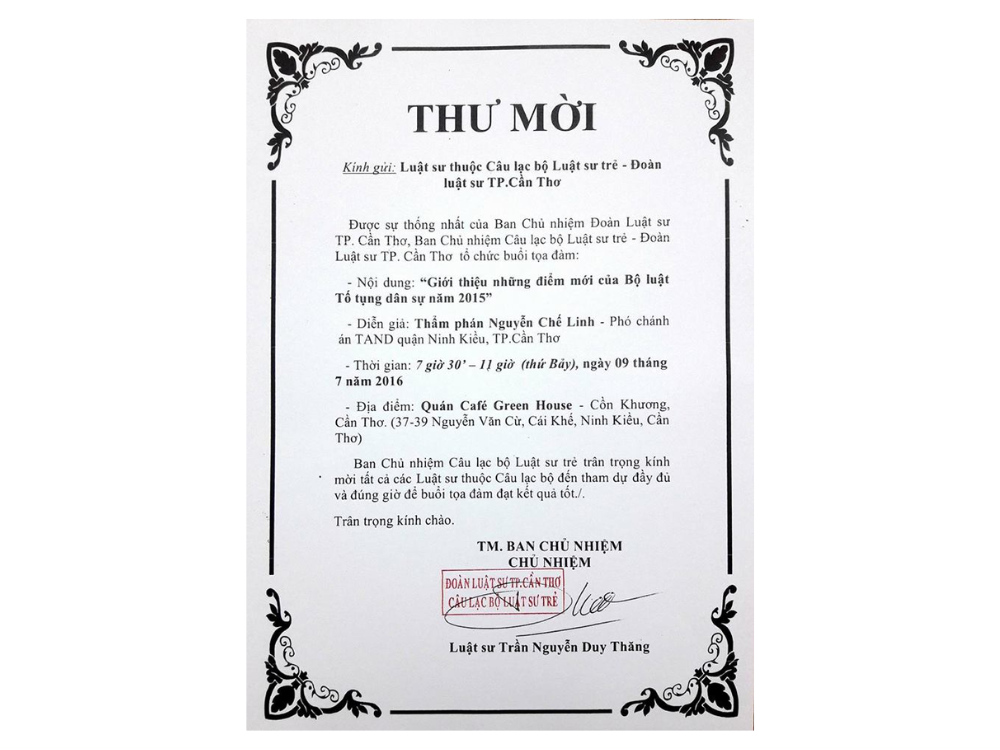 THƯ MỜI: Tham Gia Tọa Đàm 