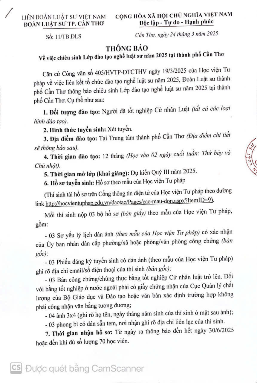 Thông báo chi tiết